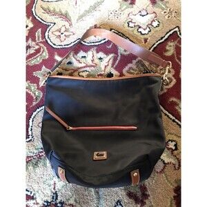 Dooney & Bourke Black Nylon Leather Trims Hobo Shoulder Bag No Dust Bag 0662